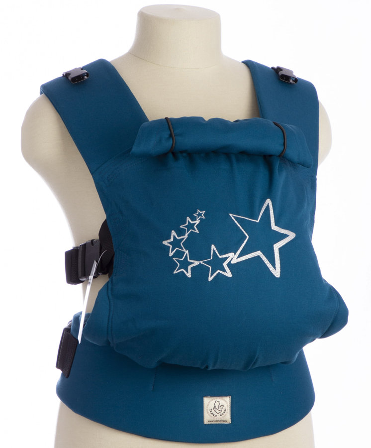 Ergonomiskā soma TeddySling - Sky blue stars - bērna pārnēsāšanas soma, slings, ergosoma, ergonomiskā ķengursomas