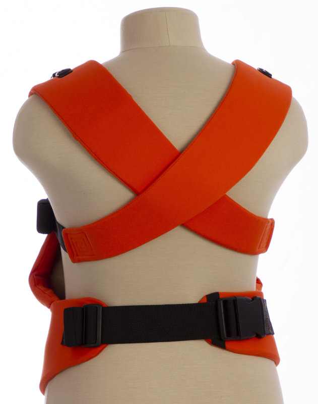 Ergonomiskā soma TeddySling LUX Orange Bird (bez kabata) - bērna pārnēsāšanas soma, slings, ergosoma, ergonomiskā ķengursoma