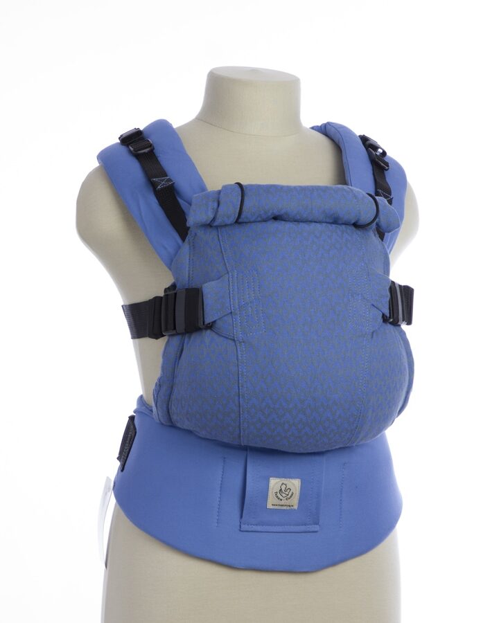 Ergonomiskā Slinga soma TeddySling Mini LUX Blue Wave ar lenču aizsargiem - bērna pārnēsāšanas soma, slings