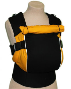 Ergonomiskā soma TeddySling LUX Avrora Yellow ar atstarotājiem - bērna pārnēsāšanas soma, slings, ergosoma, ergonomiskā ķengursoma