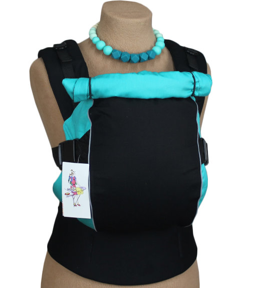 Ergonomiskā soma TeddySling LUX Avrora Light Blue ar atstarotājiem  - bērna pārnēsāšanas soma, slings, ergosoma, ergonomiskā ķengursoma