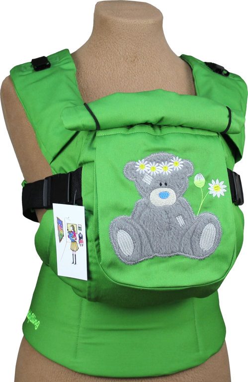 Ergonomiskā soma TeddySling LUX Green Teddy- bērna pārnēsāšanas soma, slings, ergosoma, ergonomiskā ķengursoma