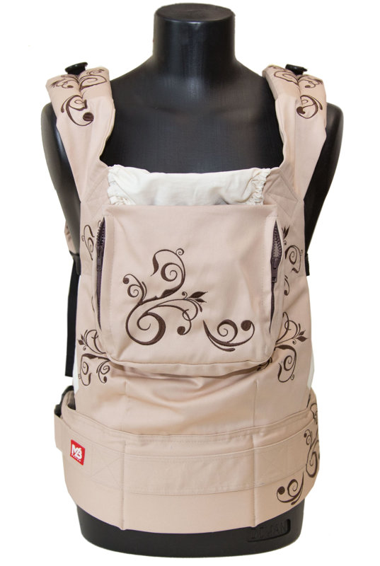 MB Design Tragerucksack mit einer Tasche – Brown Flowers – Sling, Tragerucksack, Tragesack 