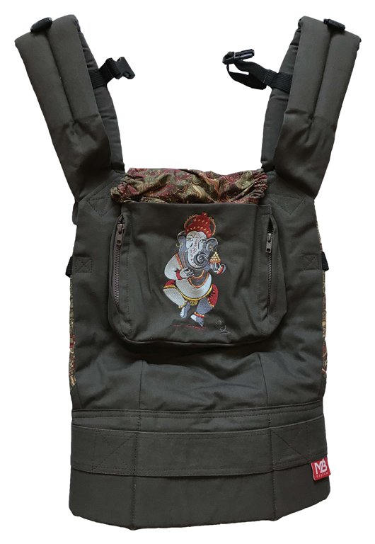 MB Design Tragerucksack mit einer Tasche – Ganesha – Sling, Tragerucksack, Tragesack 