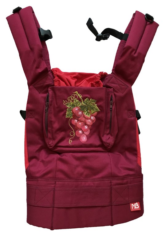 MB Design Tragerucksack mit einer Tasche – Red Grapes – Sling, Tragerucksack, Tragesack 