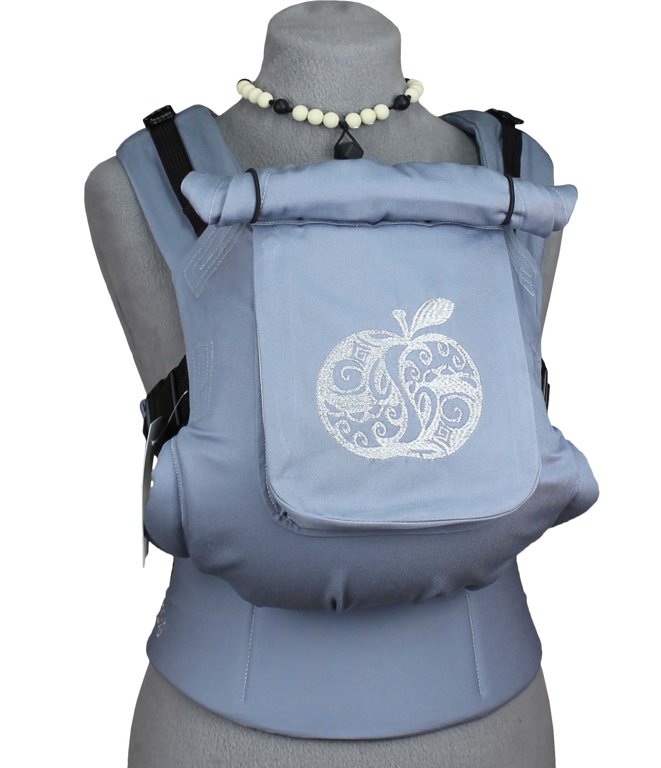 Ergonomiskā soma TeddySling - Light Grey Apple (ar kabatu) - bērna pārnēsāšanas soma, slings, ergosoma, ergonomiskā ķengursoma