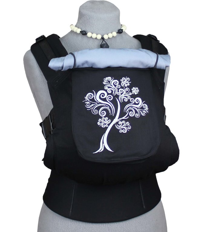 Эргономичный рюкзак TeddySling - Black Tree (с карманом) - слинг, эрго-рюкзак, эргономичная сумка кенгуру