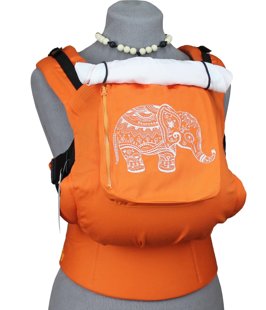 Ergonomiskā soma TeddySling (ar kabatu) - Orange Elephant - bērna pārnēsāšanas soma, slings, ergosoma, ergonomiskā ķengursoma