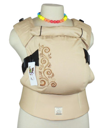 Эргономичный рюкзак TeddySling LUX Beige Flowers - слинг, эрго-рюкзак, эргономичная сумка кенгуру