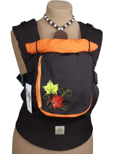 Ergonomiskā soma TeddySling LUX Brown Leaf - bērna pārnēsāšanas soma, slings, ergosoma, ergonomiskā ķengursoma
