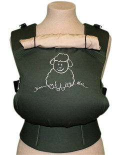 Ergonomiskā soma TeddySling - Green Sheep - bērna pārnēsāšanas soma, slings, ergosoma, ergonomiskā ķengursoma