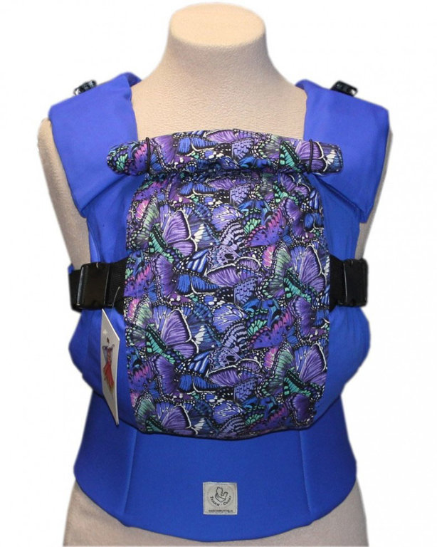 Ergonomiskā soma TeddySling Blue Butterfly LUX - bērna pārnēsāšanas soma, slings, ergosoma, ergonomiskā ķengursoma